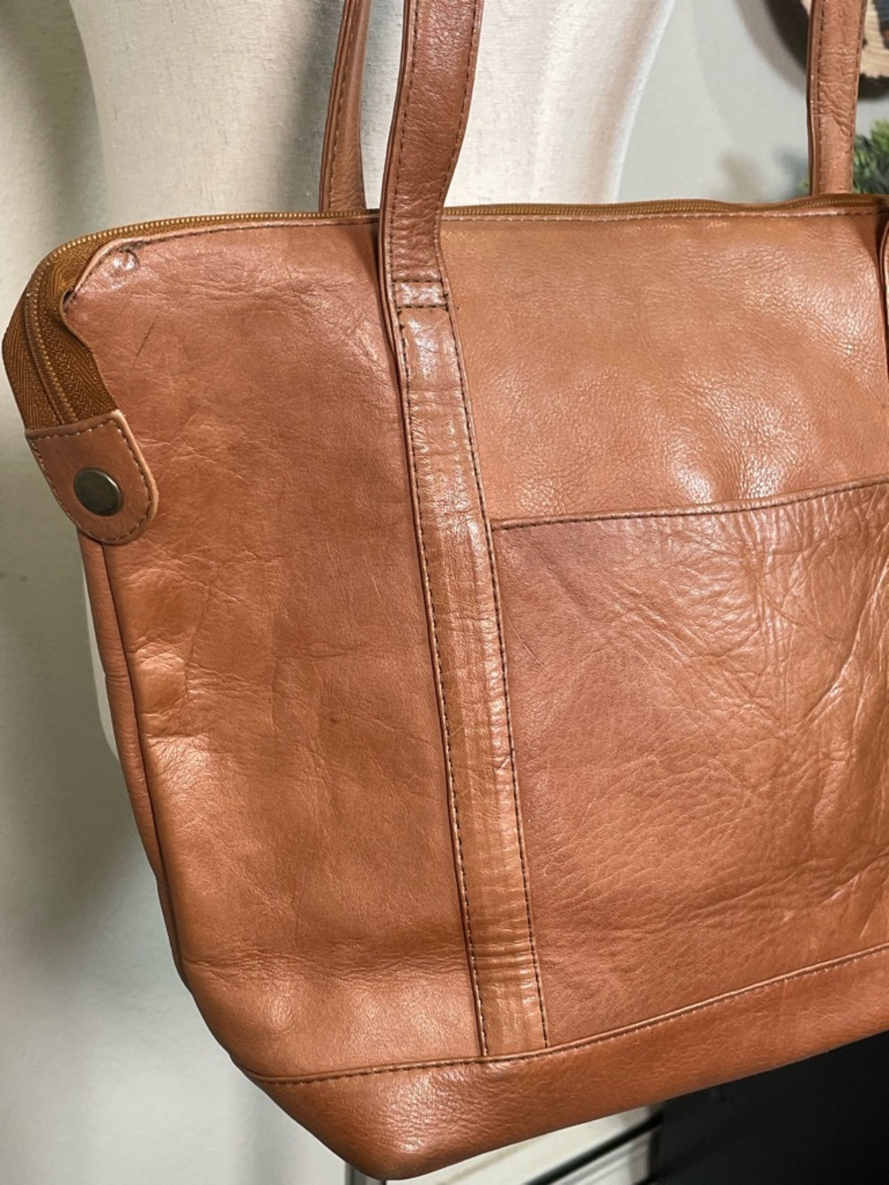 Vintage Y2K Wilson’s Adventure Bound Brown Leather Two Handle Purse Bag Tote - Picture 4 of 16